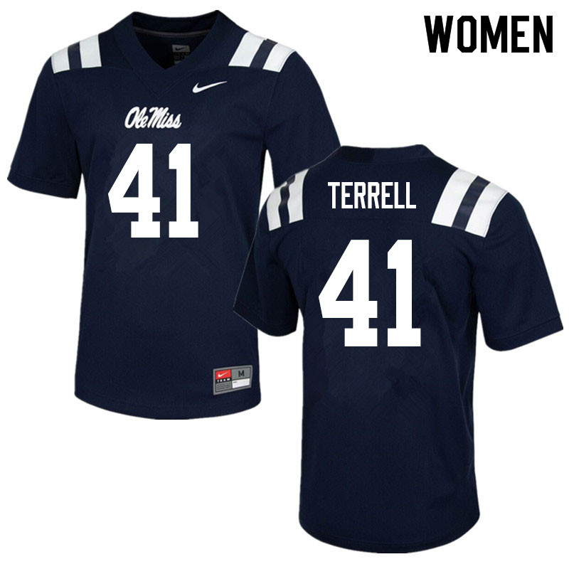 C.J. Terrell Ole Miss Rebels NCAA Women's Navy #41 Stitched Limited College Football Jersey AMC8858NG